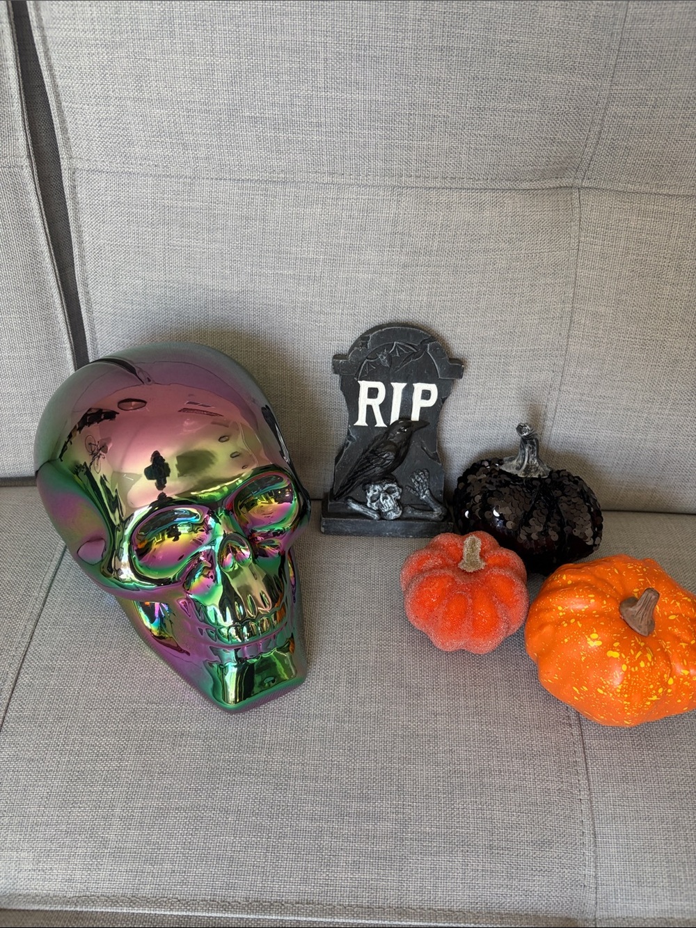 Multicolor Iridescent Decorative Skull Accent for Home - Halloween Decor